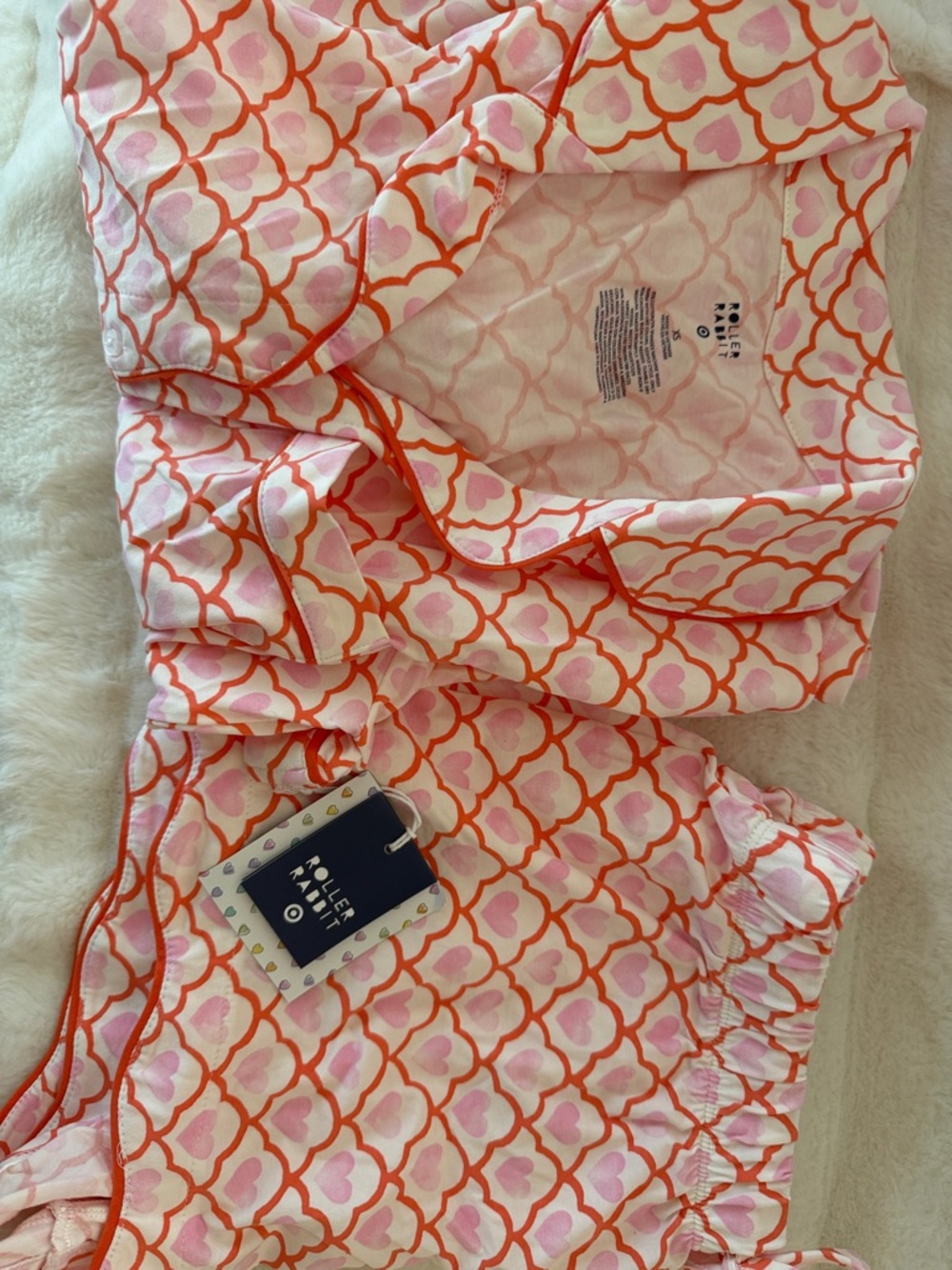 LAST ONE Roller Rabbit x Target Hearts Shorts & Shirt Cotton PJ Set Pink X-SMALL